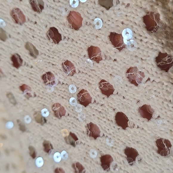 Chico's Lacey Knit Sequins Sweater | Ivory | Size 1 - Picture 4 of 4